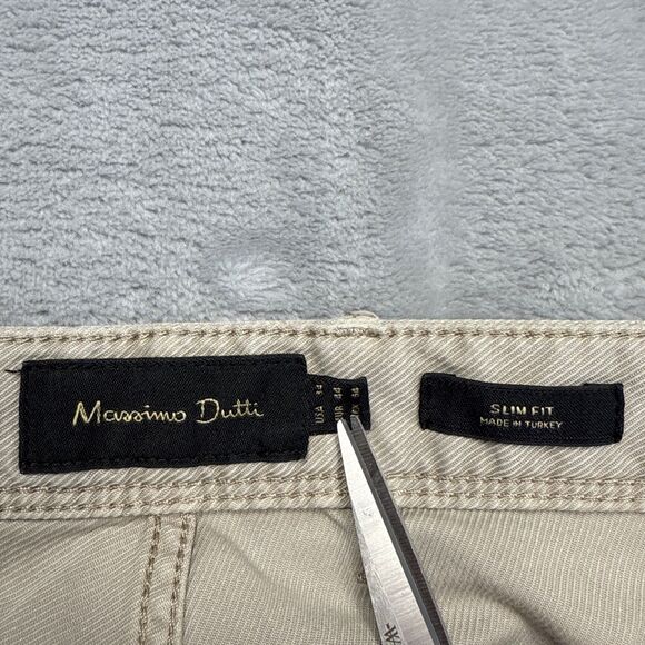Massimo Dutti Men’s Slim Fit Jeans Size 34x33 Khaki Beige 100% Cotton Made in Tu - Picture 5 of 9